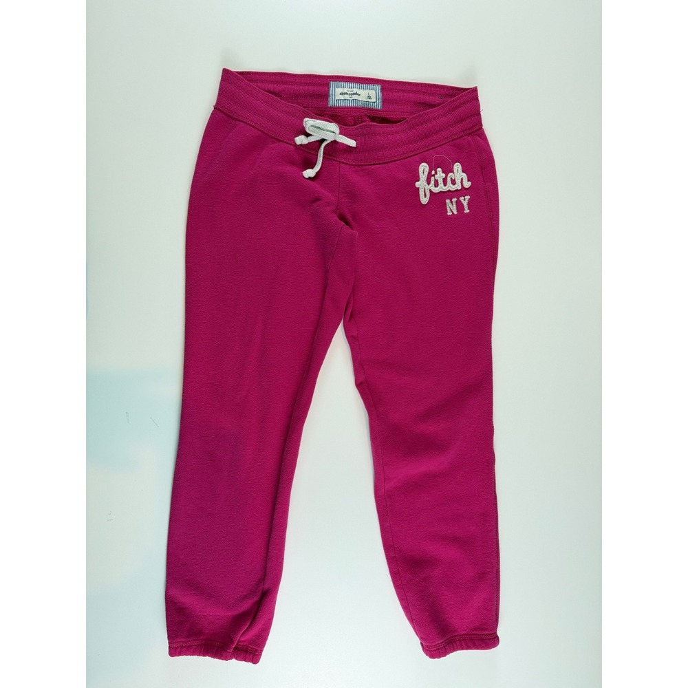 Abercrombie Kids Pink Fitch NY Logo‎ Jogger Sweatpants Girls Size L Large